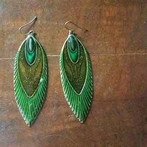 Peacock feather earrings